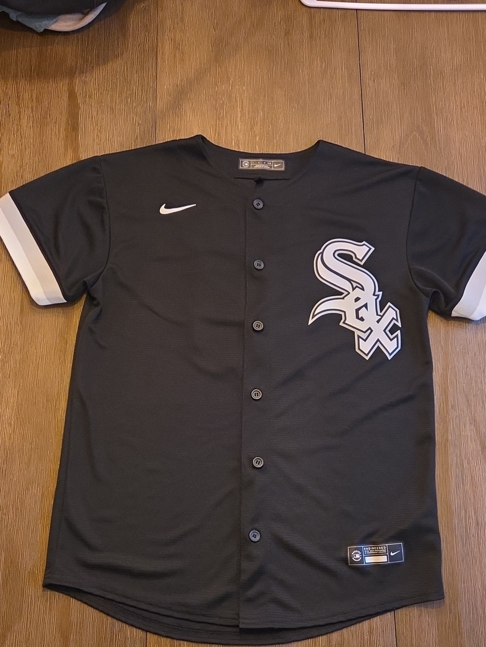 Nike Kids Sz Laege Black White Chicago White Sox Button-Up Jersey Moncada #10